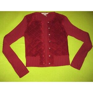 Uniform John Paul Richard M Medium Maroon Leather Quilted Suede Sweater Jacket